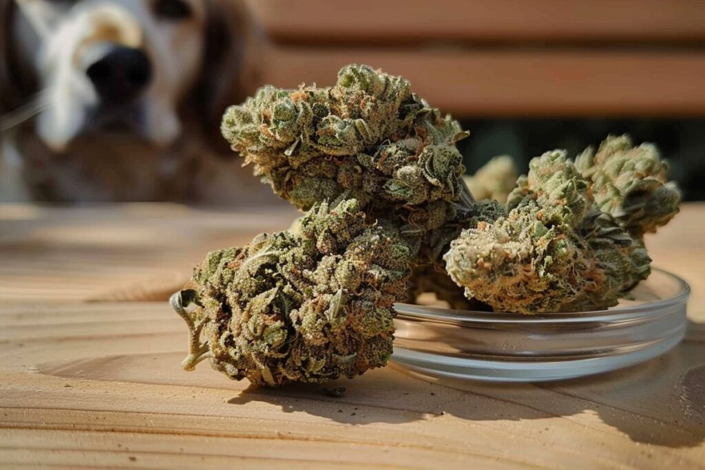 fleurs de cbd et chien